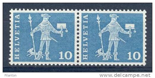 HELVETIA - Mi Nr 697x R (Paare)  - Rollenmarke Mit Nummer Und Buchstabe - MNH** - Cote 4,00 € - Franqueo