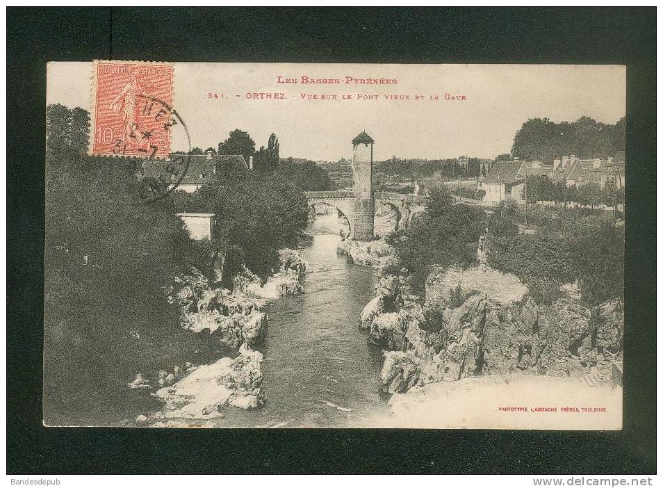 Orthez (64) - Vue Sur Le Pont Vieux Et Le Gave ( Phototypie LABOUCHE Frères 341) - Orthez