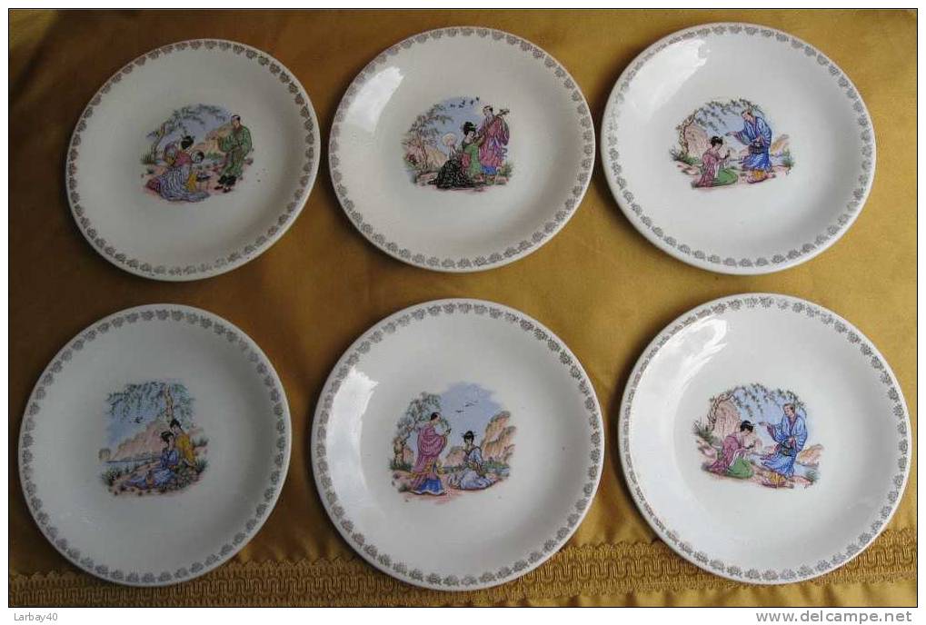 6 Assiette A Dessert St Amand - Motif Japon - Saint Amand (FRA)