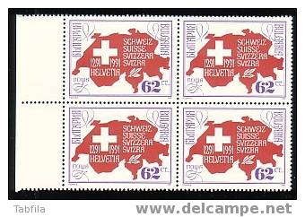 BULGARIA \ BULGARIE - 1991 - 700an. De La Confederation Helvetique - Bl.du.4** - Unused Stamps
