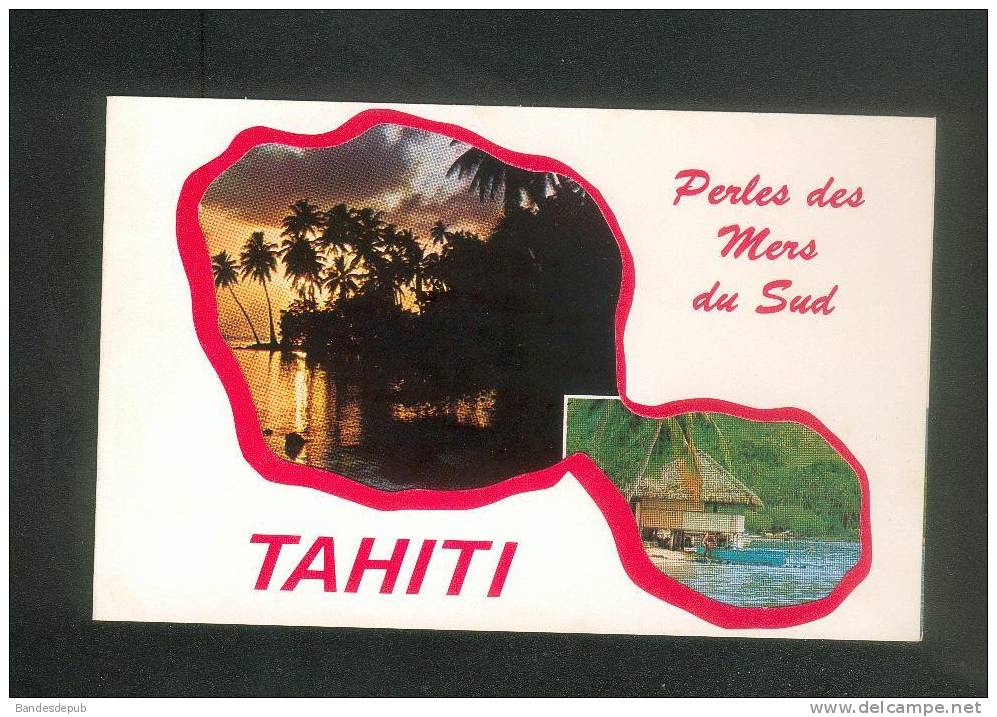 Tahiti - Perles Des Mers Du Sud - Carte Deux Volets Dont Un Ajouré  Deux Vues ( Sincere Photo Cinema) - Tahiti