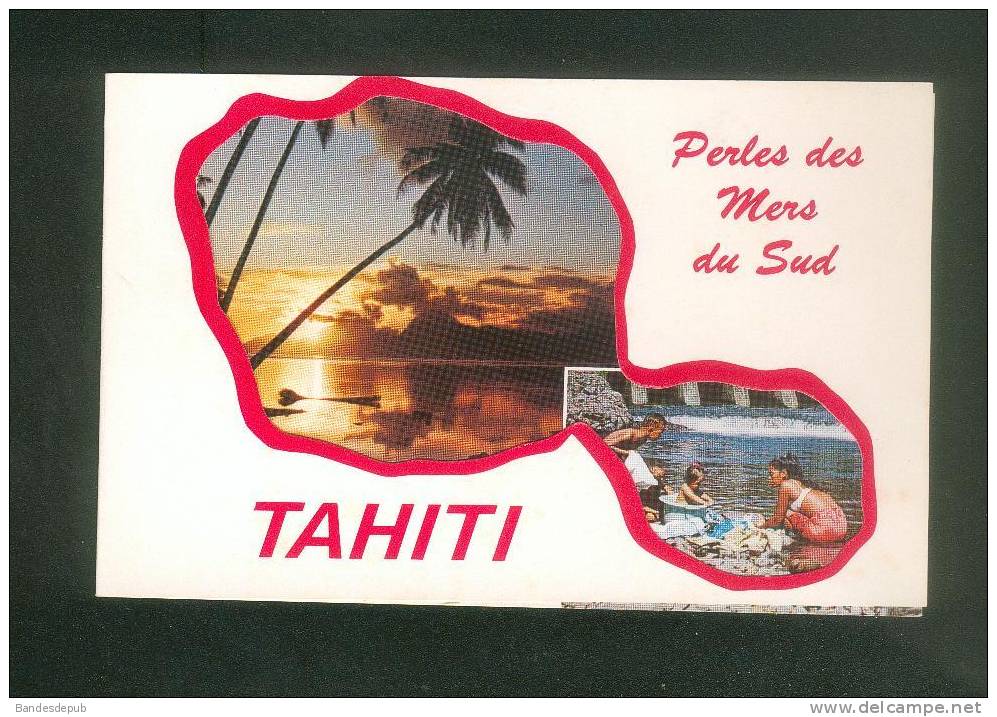 Tahiti - Perles Des Mers Du Sud - Carte Deux Volets Dont Un Ajouré  Deux Vues ( Sincere Photo Cinema) - Tahiti