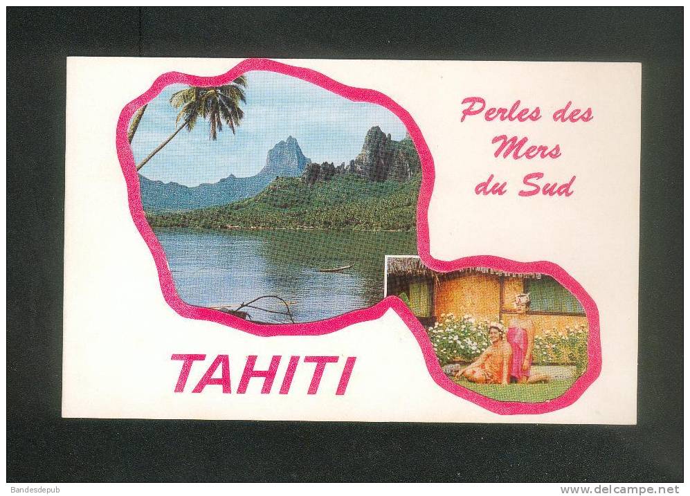Tahiti - Perles Des Mers Du Sud - Carte Deux Volets Dont Un Ajouré  Deux Vues ( Sincere Photo Cinema) - Tahiti