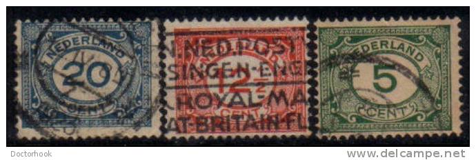 NETHERLANDS   Scott #  107-9  F-VF USED - Gebruikt