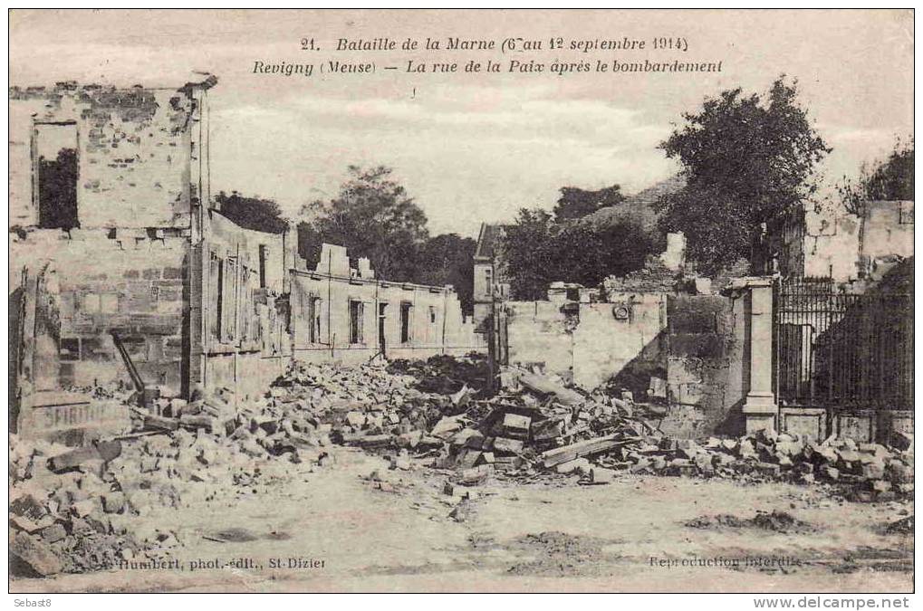 REVIGNY LA RUE DE LA PAIX APRES LE BOMBARDEMENT - Revigny Sur Ornain