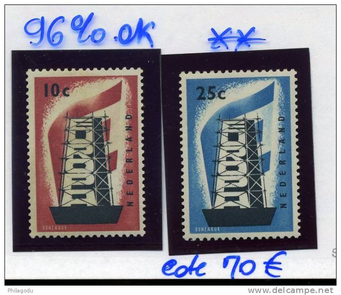NL ++ Europa 1956   659/660   ++ Cote 75 E  De Rood Zegel Is 96% OK - Unused Stamps