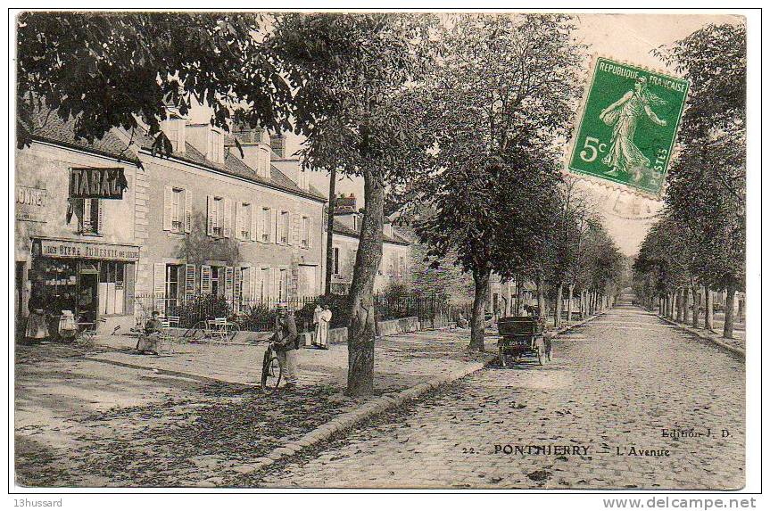 Carte Postale Ancienne Ponthierry - L´Avenue - Bureau De Tabac - Saint Fargeau Ponthierry