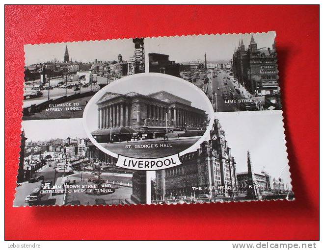 CPSM -ANGLETERRE -LIVERPOOL-MULTI-VUES -ENTRANCE TO MERSEY TUNNEL-ST GEORGE'S HALL-LIME STREET-THE PIER HEAD-WILLIAM BRO - Liverpool