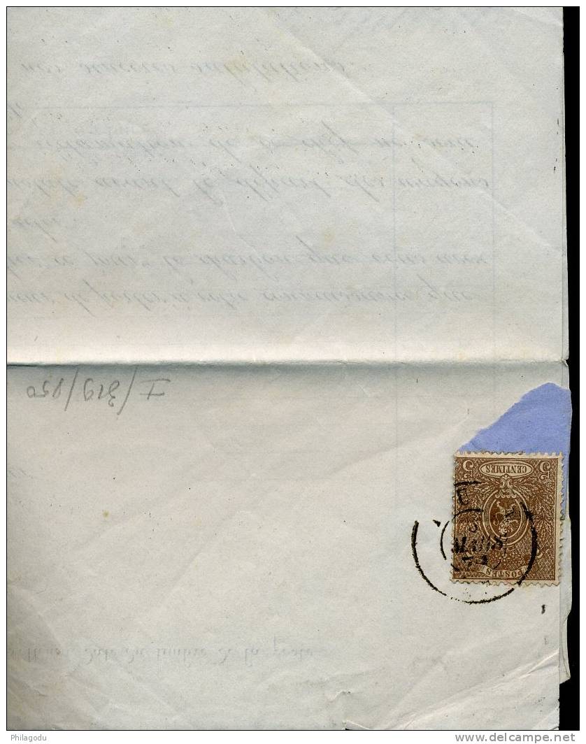 Charbonnage Document Et Un Timbre 25 Encore Attaché - 1866-1867 Blasón