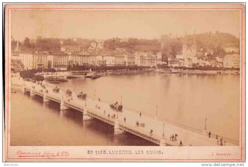 LUCERNE LES QUAIS Vers 1900 PHOTOGRAPHIE SUR CARTON - Autres & Non Classés