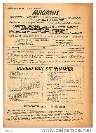"AVIONIS Tijdschrift.....voor Kleindierteelt En Vogelkunde..." (1943) + "Nota´s Over Neerhofdierenteelt En Vogelkunde" - Altri & Non Classificati
