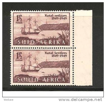 RSA Mi.Nr.209-10  - SÜDAFRIKA - Natal Siedler (1949) Segelschiff, Senkr. Kombination ** - Unused Stamps