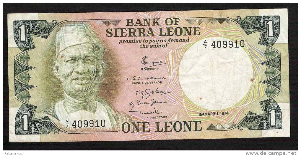 SIERRA LEONE  P5a  1  LEONE 1974 #A/7   FINE NO P.h. ! - Sierra Leona