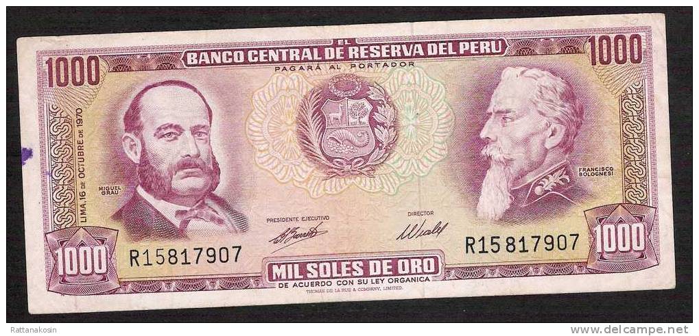 PEROU PERU  P105a  1000  SOLES   1970        FINE - Pérou