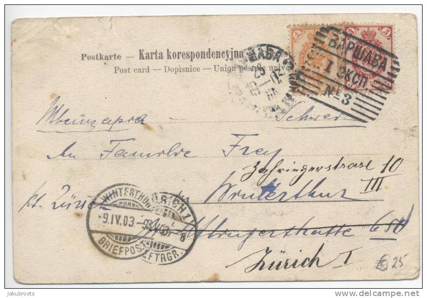 POLAND, RUSSIAN  OCUPATION  COLOUR  ILLUST. POSTCARD  CYRILIC  WARSZAWA  CANCEL. - ...-1860 Prefilatelia