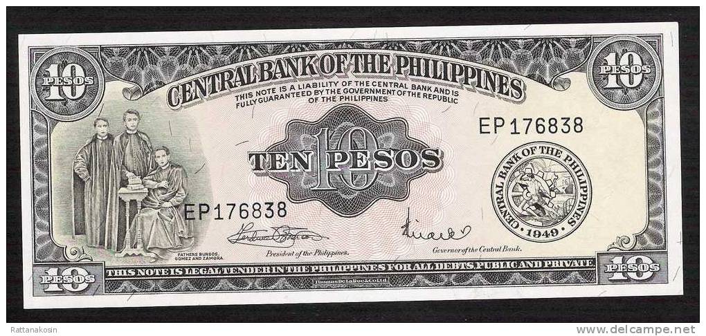 PHILIPPINES  P136f  10  PESOS (1949)      UNC. ! - Philippines