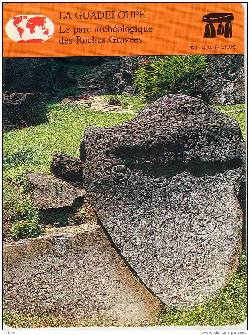 Guadeloupe Carte VPC Larousse 1992 Commentaire Verso (carte Postale) Parc Archeologique Roches Graves Petroglyphe TBE - Pointe A Pitre