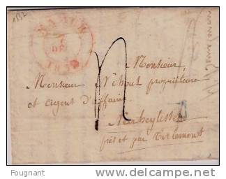 BELGIQUE : 1837:Précurseur:NAMUR Pour NEERHEYLISSEN(près Et Par TIRLEMONT.).Oblit.Namur Double Cercle Rouge.Verso:Oblit. - 1830-1849 (Belgio Indipendente)