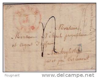 BELGIQUE : 1837:Précurseur:NAMUR Pour NEERHEYLISSEN(près Et Par TIRLEMONT.).Oblit.Namur Double Cercle Rouge.Verso:Oblit. - 1830-1849 (Belgique Indépendante)