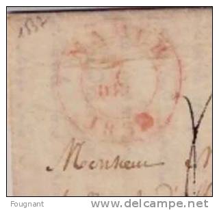 BELGIQUE : 1837:Précurseur:NAMUR Pour NEERHEYLISSEN(près Et Par TIRLEMONT.).Oblit.Namur Double Cercle Rouge.Verso:Oblit. - 1830-1849 (Onafhankelijk België)