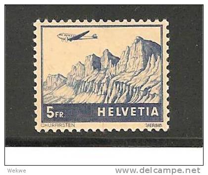 CH Mi.Nr.394/  - SCHWEIZ - Flugzeug über Landschaft 1941 (5 Fr.) ** - Nuovi