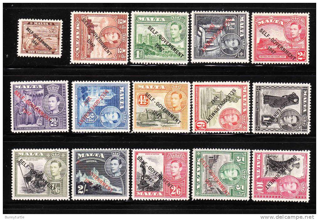 Malta 1948 KG Def Overprinted Self Government Fort Harbour St Paul MLH - Malte (...-1964)