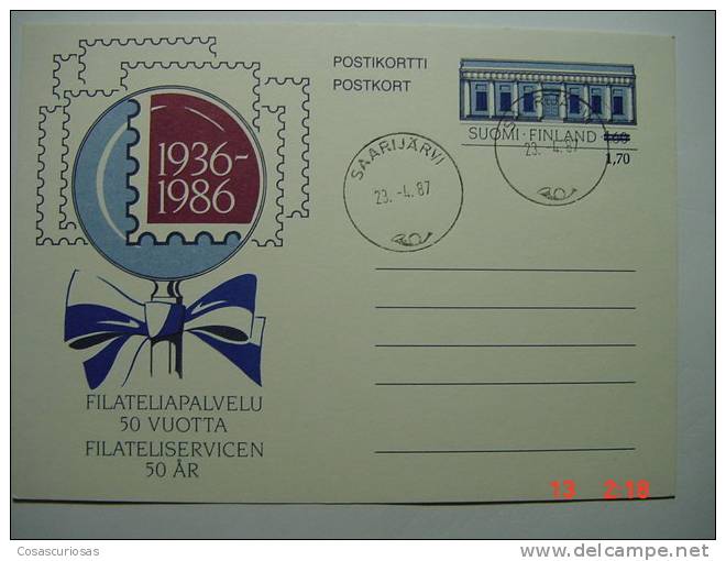 412  SUOMI FINLAND FINLANDIA   FILATELIAPALVELU  ENTIER POSTAL       YEAR 1987  OTHERS  IN MY STORE - Postal Stationery