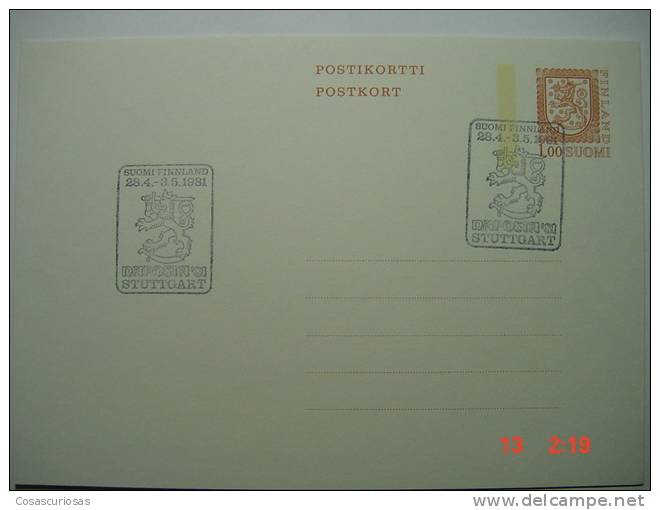 419  SUOMI FINLAND FINLANDIA    DAPOSTA 81 STUTTGART ENTIER POSTAL       YEAR  1981 OTHERS  IN MY STORE - Postal Stationery