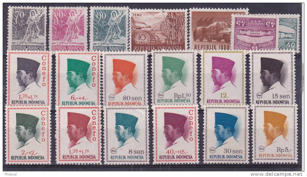 Petit Lot De 19 Timbres ** D'Indonésie - Indonésie