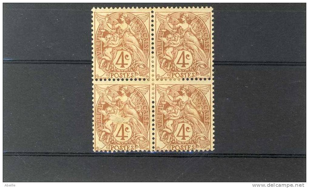 BLOC DE 4   BLANC 4C CHARNIERE AU MILIEU 4TIMBRES X - 1900-29 Blanc