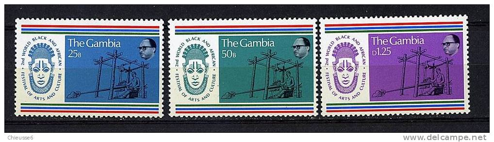 Gambie ** N° 334 à 336 - 2e Festival Mondial Africain D´art - Gambia (1965-...)