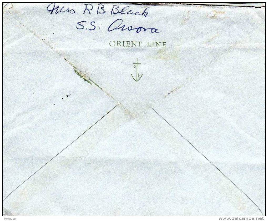 1621. Carta Aerea Air Port Bombay (India)  ORIENT LINE. Taxe . S.S. Orsova - Brieven En Documenten