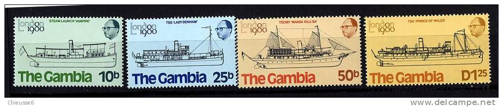 Gambie ** N° 407 à 410 - "London 1980" Expo (bateaux Pour Le Courrier Postal) - Gambie (1965-...)