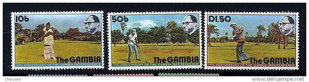 Gambie ** N° 321 à 323 - 11e Ann. De L´Indépendance (golfeur) - Gambia (1965-...)