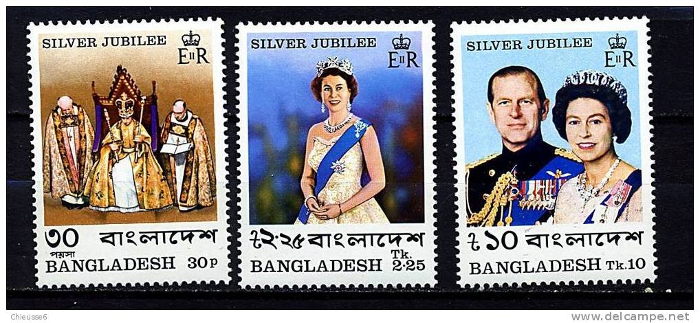 Bangladesh ** N° 94 à 96 - 25e Ann. De L´accession Au Trône D´ Elizabeth II - Bangladesch