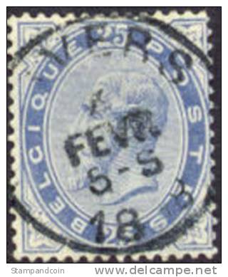 Belgium #47 Used 25c King Leopold II From 1883 - 1883 Léopold II