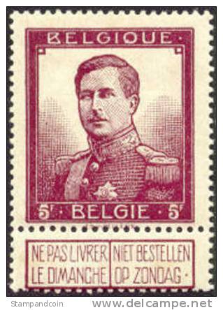 Belgium #102 Mint Hinged 5fr King Albert I From 1912 - 1912 Pellens