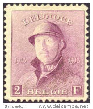 Belgium #135 Mint Hinged 2fr King Albert I From 1919 - 1919-1920 Trench Helmet