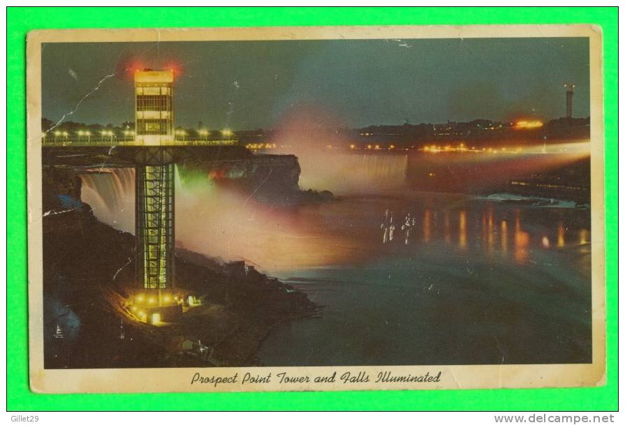 NIAGARA FALLS, ONTARIO - PROSPECT POINT TOWER AND FALLS ILLUMINATED - TRAVEL IN 1965 - - Niagarafälle