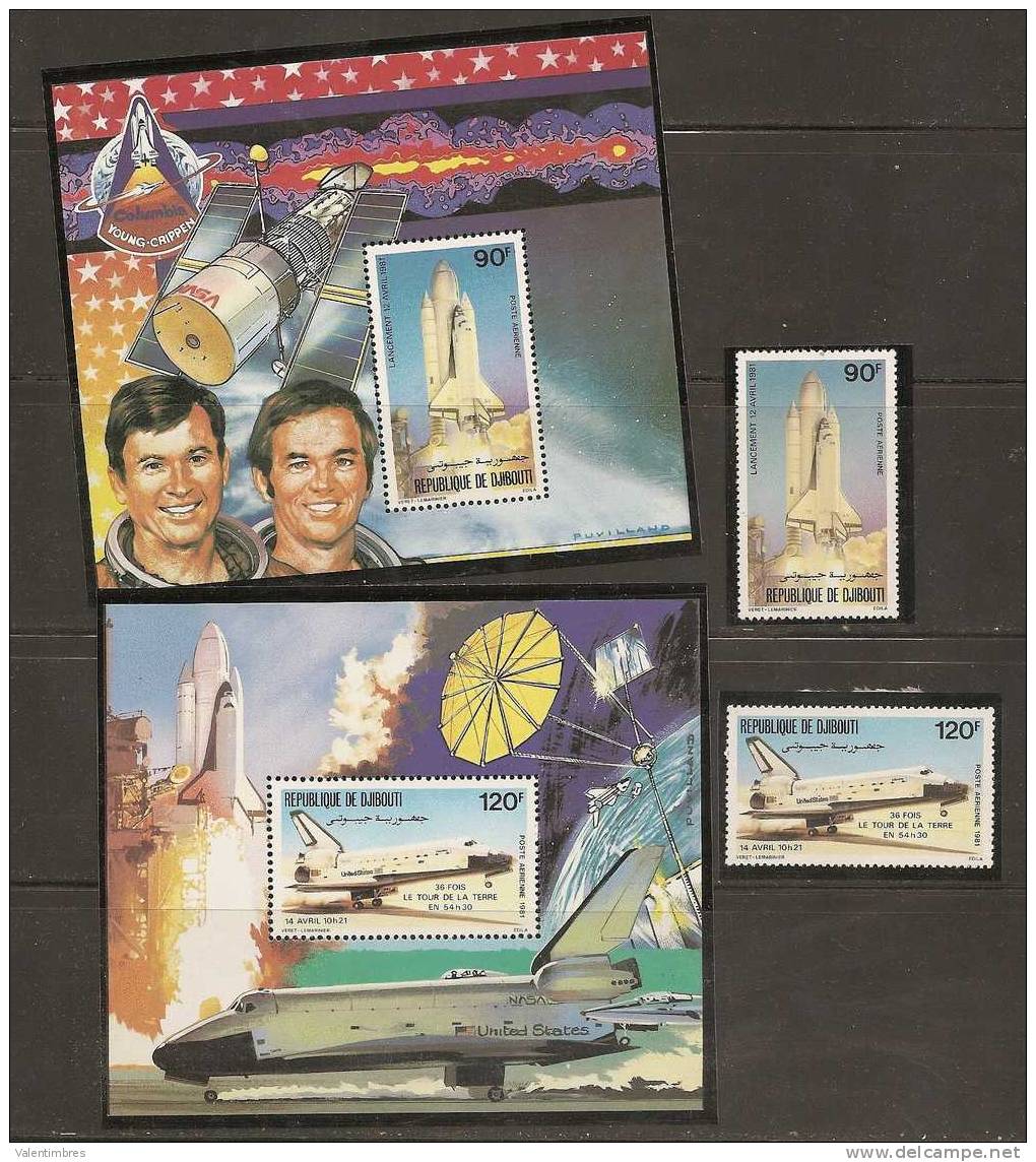 Navette Spatiale Columbia ** Djibouti A115/116 + 2 BF (Michel 46/47B) Cosmonautes - Africa