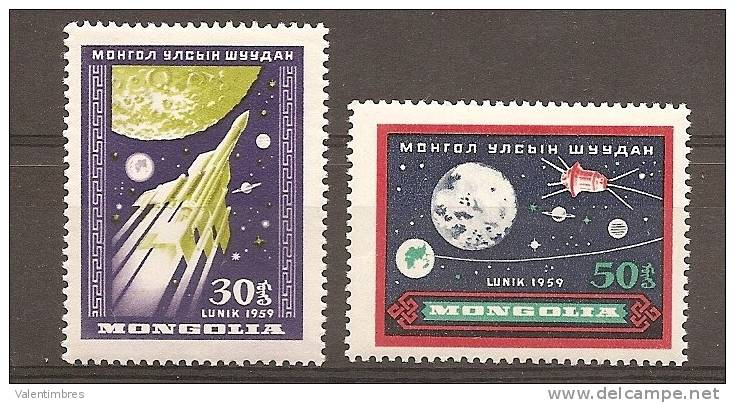Mongolie  157/58 ** Lunik III Satellites Cosmos - Asia