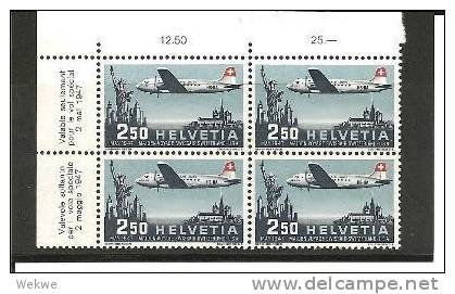 CH Mi.Nr.479/  - SCHWEIZ - SWISS Air, Erstflug N.Y. 1947,4-er Block Oben Links (franz./ital.) ** - Unused Stamps