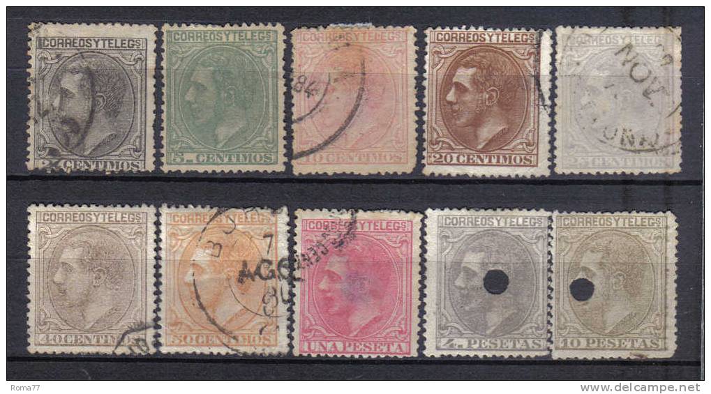 SS1413 - SPAGNA 1879, Alfonso XII Serie Unificato N. 183/192 - Usados