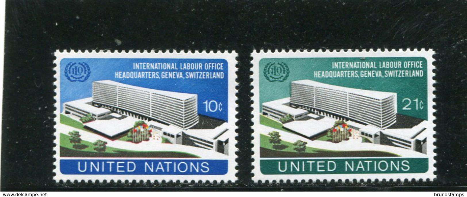 UNITED NATIONS - NEW YORK   - 1974  LABOUR OFFICE HEADQUARTES GENEVA  SET   MINT NH - Ongebruikt