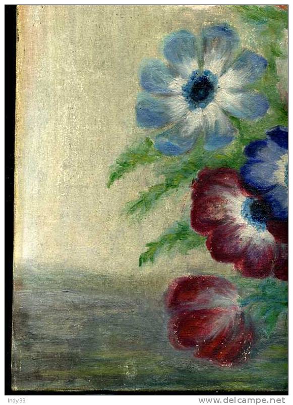 - BOUQUET DE FLEURS DANS UN VASE . HUILE SUR TOILE SIGNEE - Olieverf