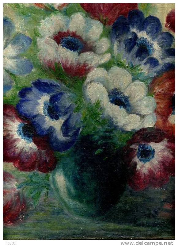 - BOUQUET DE FLEURS DANS UN VASE . HUILE SUR TOILE SIGNEE - Oils