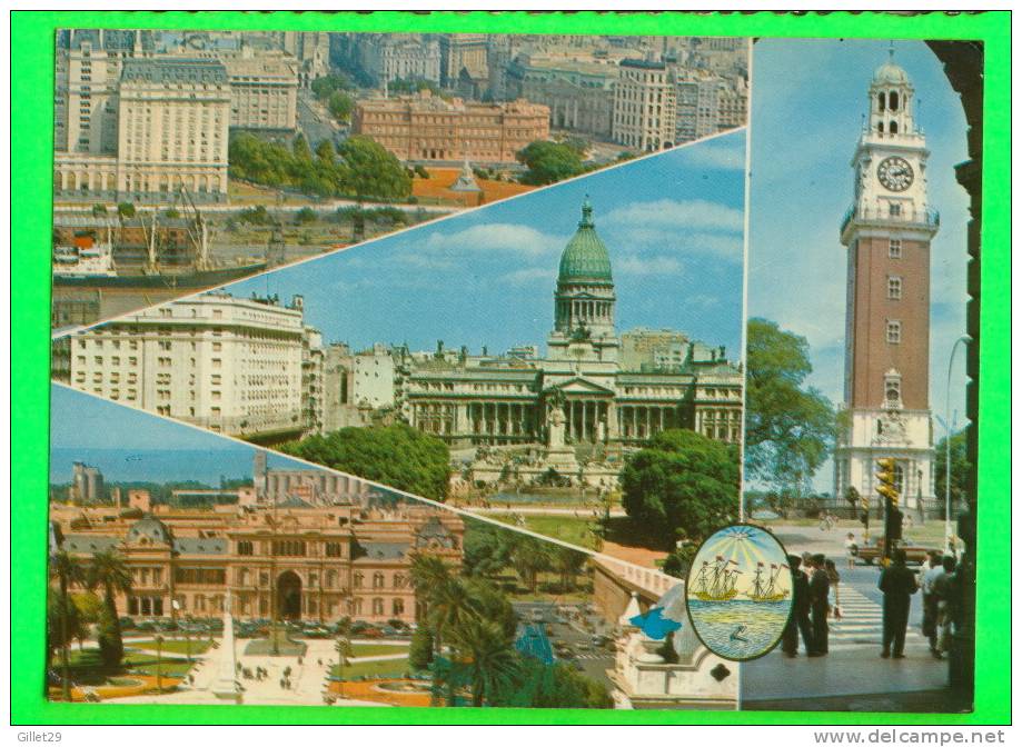 BUENOS AIRES, ARGENTINE - 4 MULTIVUES - VISTAS DE LA CIUDAD - CIRCULÉ EN 1973 - - Argentine