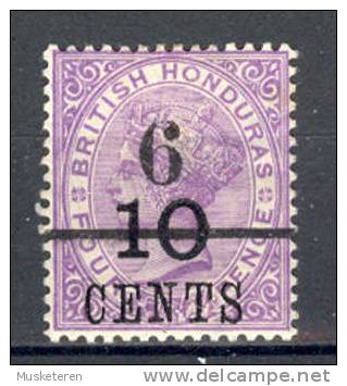 British Honduras 1891 SG. 44  6c. On 10c. On 4d. (Black) Queen Victoria ERROR Missing Part Of 6 !! MH - British Honduras (...-1970)