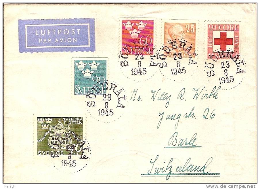 SUEDE LETTRE POUR LA SUISSE 1945 - Lettres & Documents