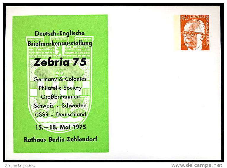 96448) Berlin - Ganzsachen-Privatpostkarte PP 50/3 - 40 Pf Heinemann - **, Zebria 75 Berlin-Zehlendorf - Privatpostkarten - Ungebraucht